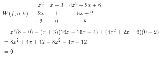 Wronskian of the 3 Random functions of x