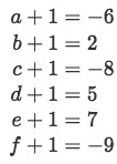 Equation 25: Set of equations for each variable to solve