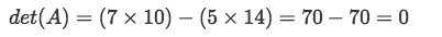 Equation 9: Determinant of matrix A
