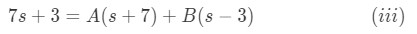 Simple algebraic equation to solve for values of A and B