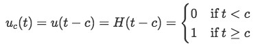 Heaviside function or unit step function