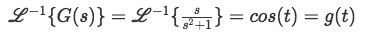 Equation for example 2(c): Inverse Laplace transform of G(s)