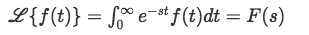 Formula 1. Laplace transform for a function f(t) where t>=0.