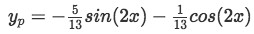 Equation for Example 1(b-5): Finding the value of the particular solution with the values of the coefficients A and B