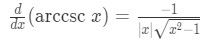 Formula 6: Derivative of arccscx