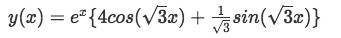 Equation for example 3(e): Particular solution to the differential equation