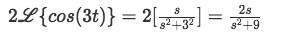 Equation for example 5(e): Solving the second Laplace transform