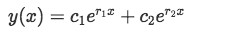 Equation 6: General solution equation for a second order differential equation with real distinct roots