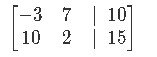 Constructing the augmented matrix from the system of linear equations