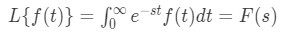 Laplace transform for a function f(t) where t greater or equal to 0