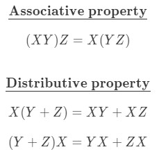 Formula 3: Matrix Multiplication Properties