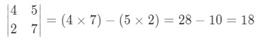 Example of a 2x2 matrix determinant
