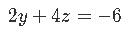 Resulting linear system of equations to solve