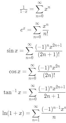 Formula 5: Common Taylor Series