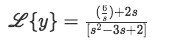 Equation for example 1(e): The Laplace transform of y in terms of s