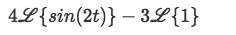 Equation for Example 3(a): Laplace transform separated by linearity