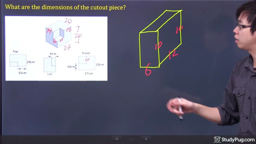 Finding dimensions and volume of a cut-out corner piece