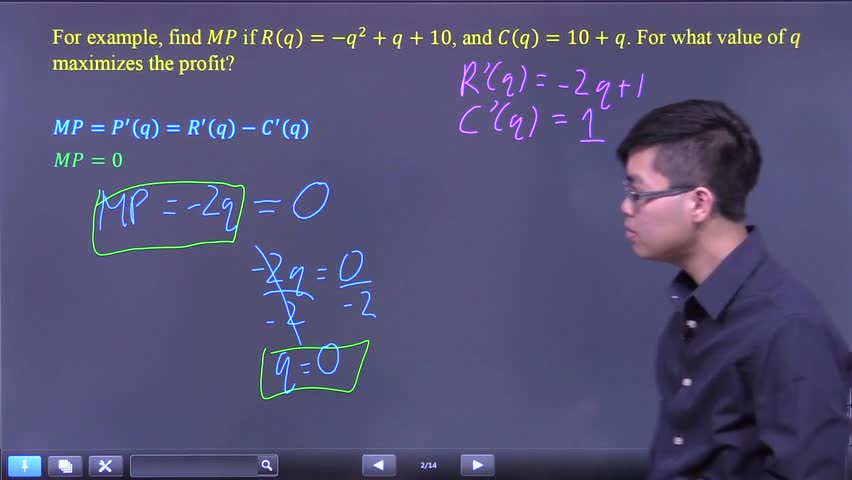 Intro to marginal profit and finding Q that maximizes profit