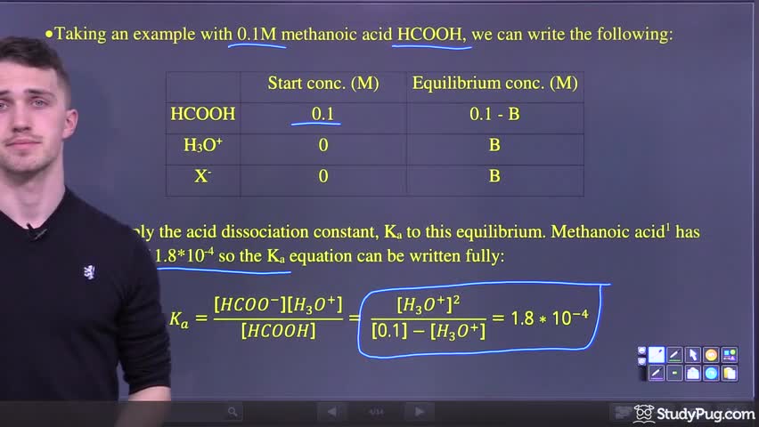 Intro to Ka and Kb calculations for weak acid and base pH