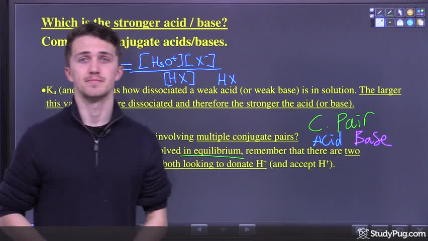 Intro to comparing acid and base strength using Ka and Kb