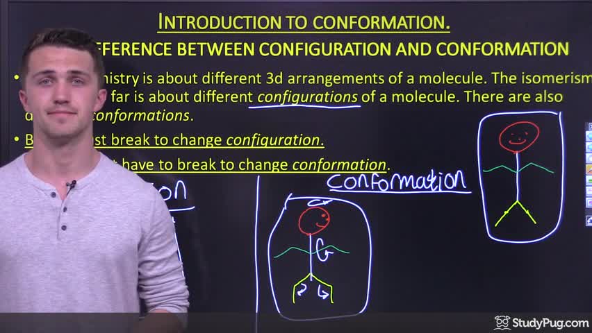 Intro to conformation vs configuration in molecules