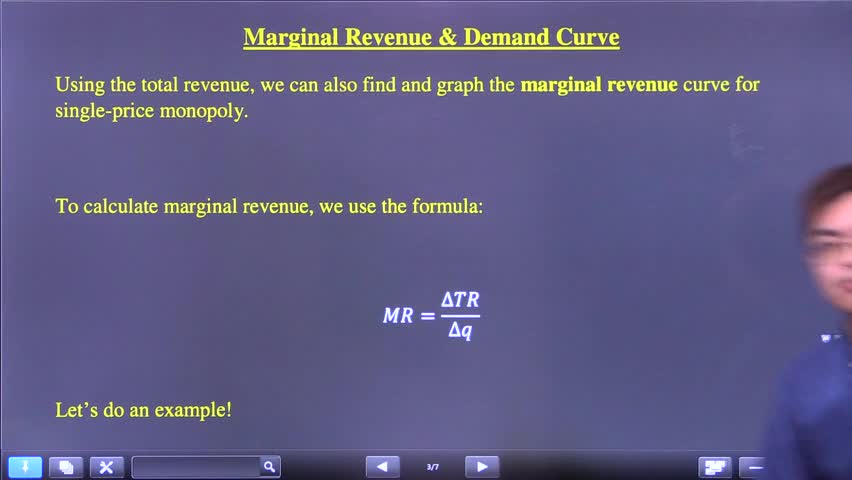 Demand curve and total revenue curve for a single-price monopoly