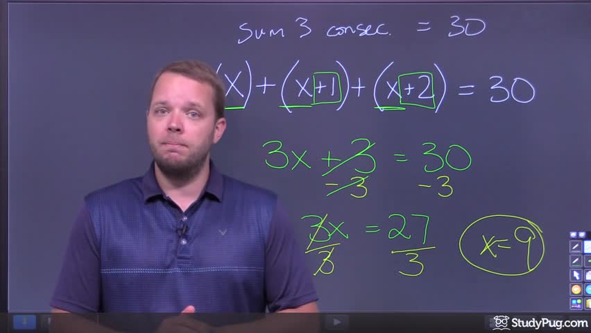 Intro to consecutive integers and expressing them with variables