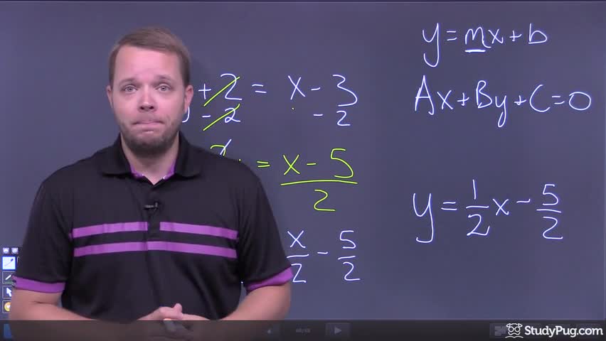 Deriving point-slope form and converting to general and slope-intercept form