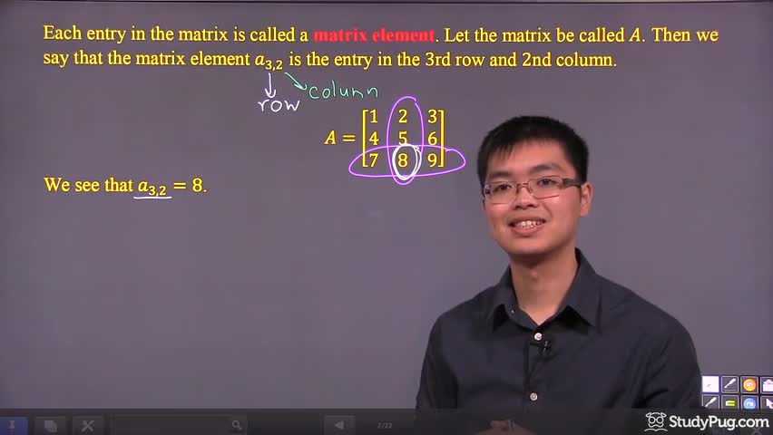 Intro to matrices, dimensions, and matrix elements