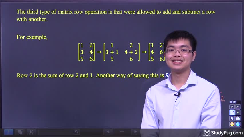 Three basic row operations in matrices StudyPug