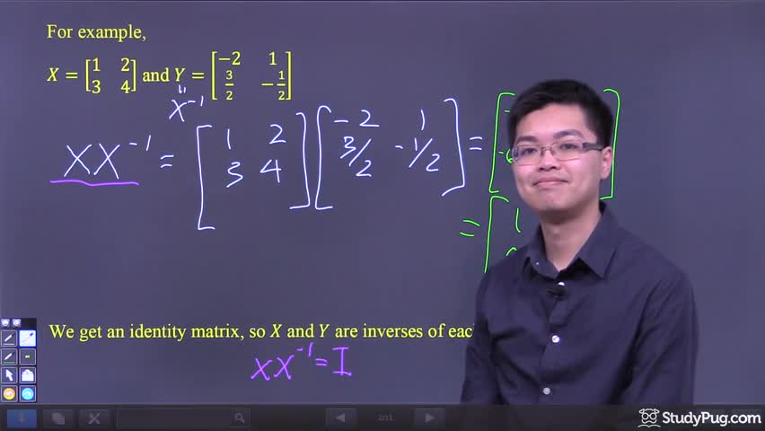 show that b is the inverse of a in matrix 2 2