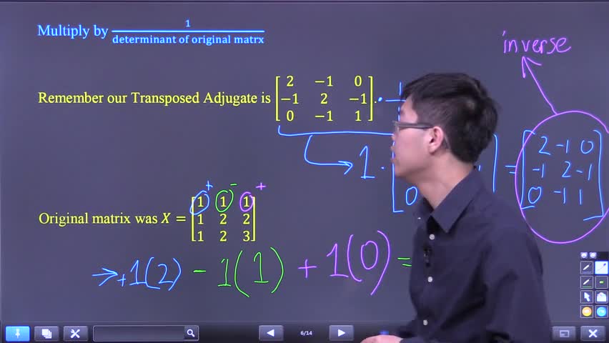 Four-step method to find a 3x3 inverse using determinants and adjugate