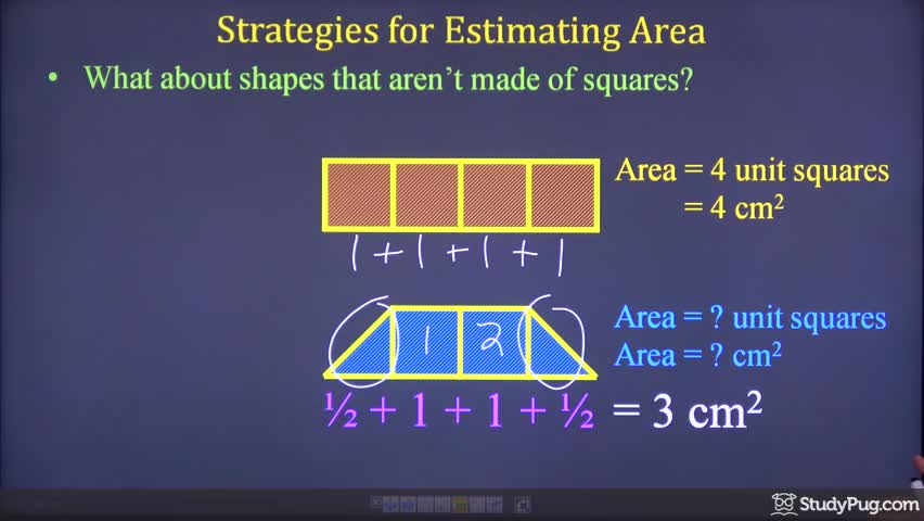 Intro to estimating area using unit squares and half-square triangles