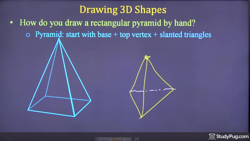 How to draw prisms and pyramids by hand