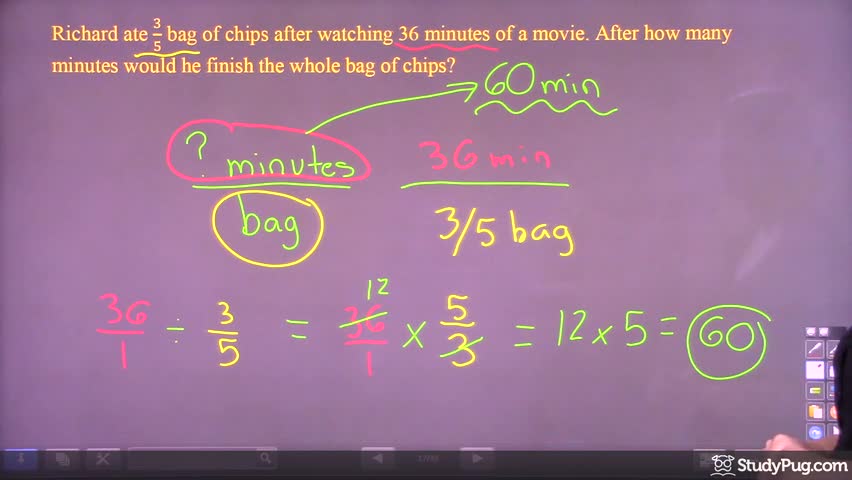 Finding total minutes to finish a bag of chips using rates