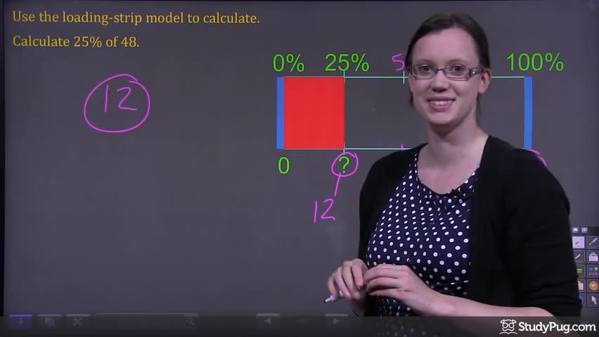 Using a loading strip model to find 25% of 48