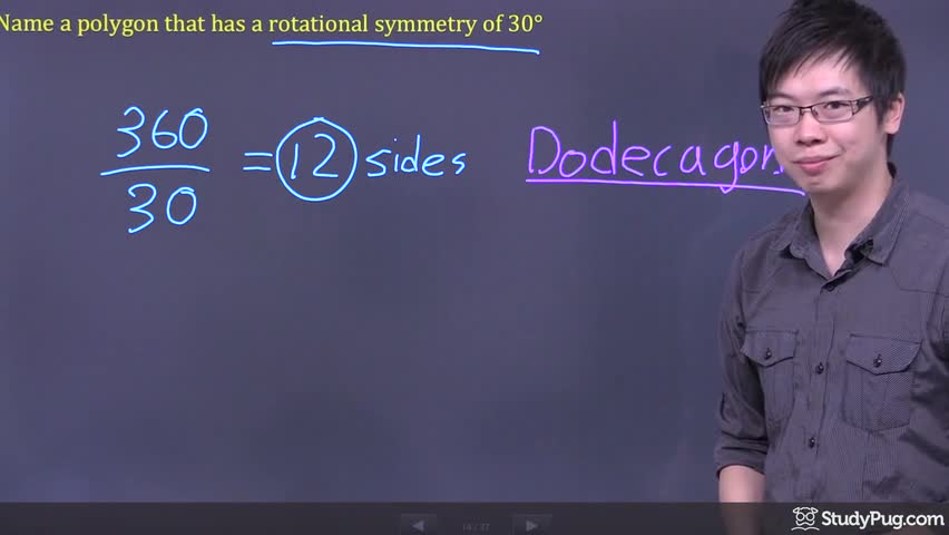 Finding a polygon's name from its rotational symmetry of 30 degrees