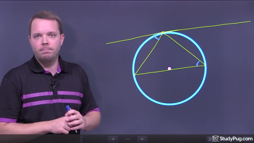 Intro to chord and tangent properties in circle geometry