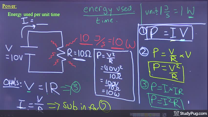 Intro to electrical power and its equations using Ohm's law