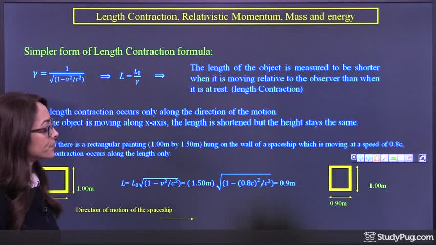 Intro to length contraction with the relativistic equation